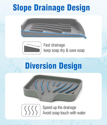 3-Pack Silicone Soap Dish Set – Bar Soap Holder - Image 3