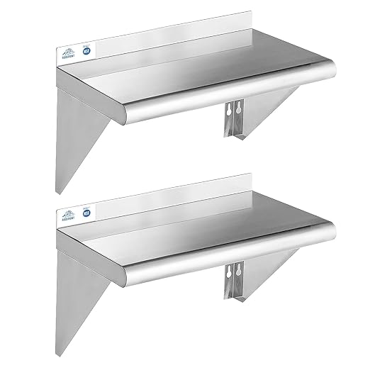 ROCKPOINT Stainless Steel Shelf 10 x 24 Inches 210lb, 2 Pack NSF Metal by ROCKPOINT
