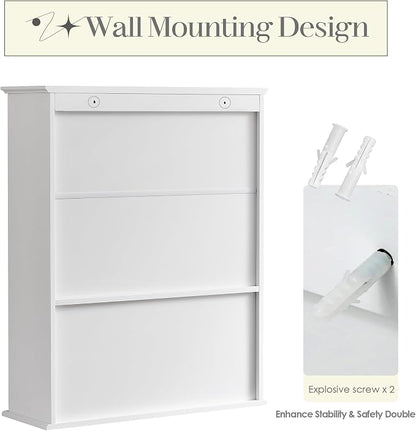 Bathroom Wall Cabinet, Over Toilet Storage Hanging Cabinet Adjustable Shelves - Image 8