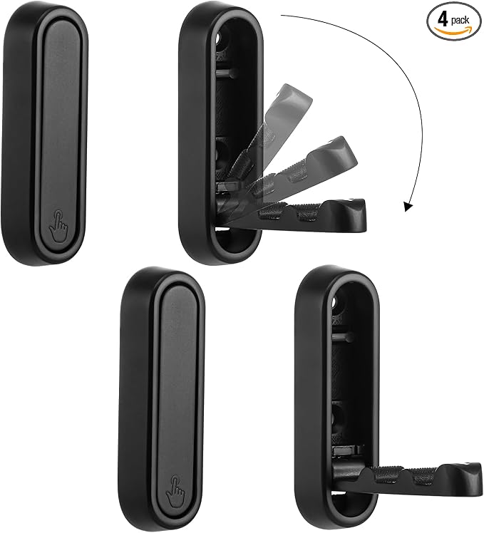 Foldable Wall Hook, 4 Pack, Screw Mounted, Heavy Duty Coat Hooks | 90° Foldable by Dntorx