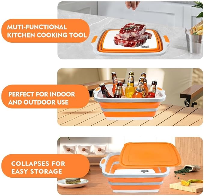 8L/16L BBQ Prep Tub with Cutting Board, Lid & Complimentary Mitts/Gloves – - Image 4