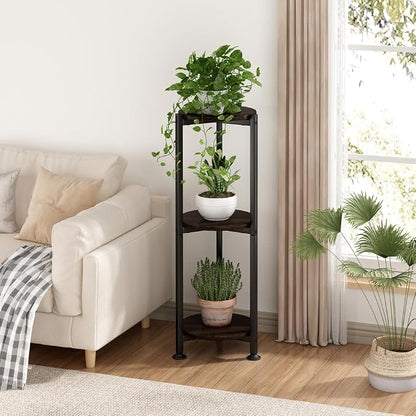 Plant Stand Indoor Outdoor 2 Tier Tall Metal Corner Storage Tiered Plant Shelf - Image 2