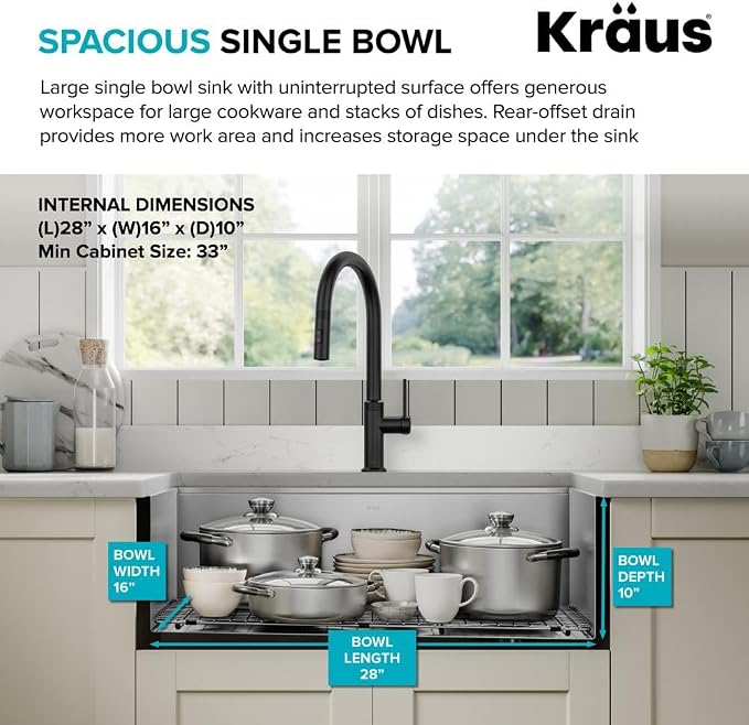 Kraus Kore 30-Inch Rounded Farmhouse Workstation - Image 4