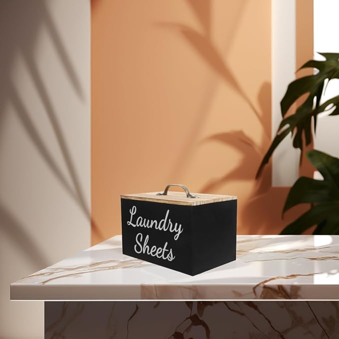 PRETYZOOM Wood Laundry Dryer Sheet Holder Organizer Large Capacity Storage Box - Image 9