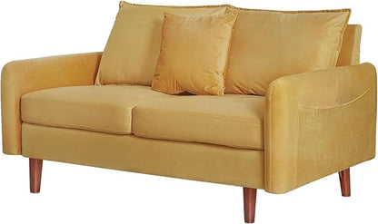 56.1" Round armrest Velvet Loveseat Sofa, mid-Century Modern Style, Luxurious - Image 7