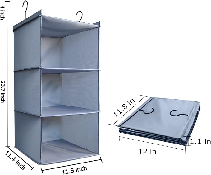 Hanging Closet Organizer and Storage 3-Shelf, Easy Mount Foldable Hanging - Image 3
