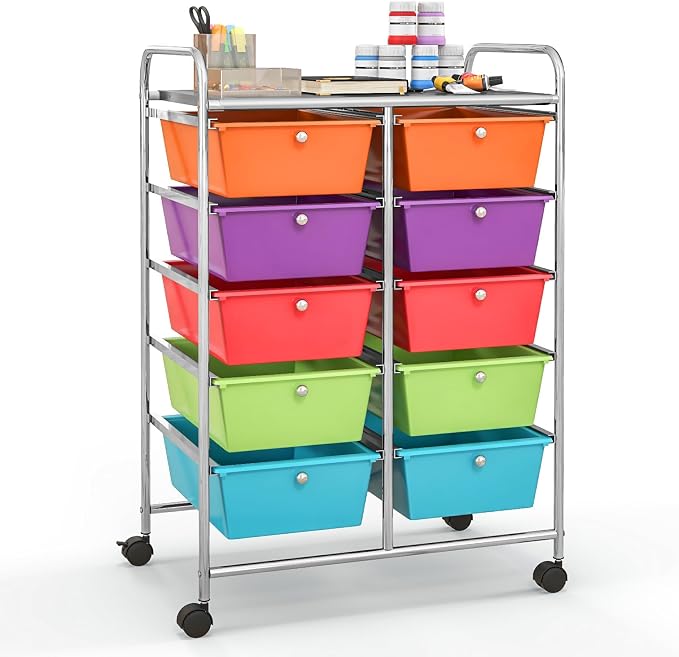Giantex 10 Drawers Rolling Cart, Classroom Organizers, Storage Cart by Giantex