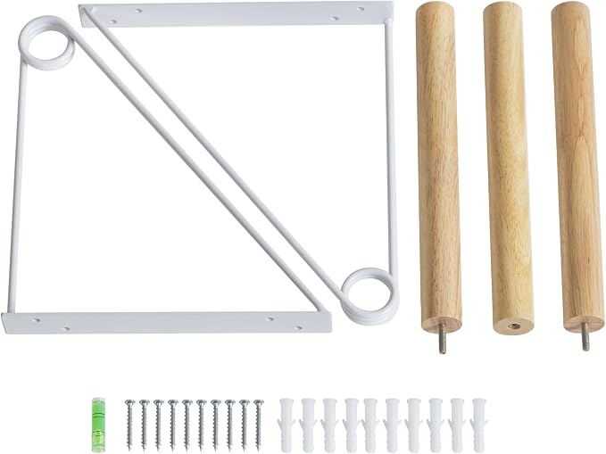 IBUYKE Wall Mounted Clothes Rack, Wood Wall Mounted Clothes Rail, Space-Saving - Image 9