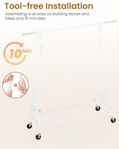 Heavy Duty Clothes Rack, Metal Clothing Rack Load 450 LBS, Rolling Coat Racks - Image 6