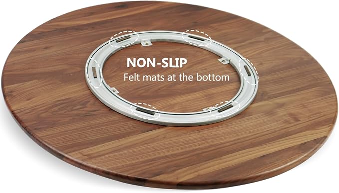 30 Inches Black Walnut Wood Lazy Susan Organizer, Solid Wooden Round Turntable - Image 4