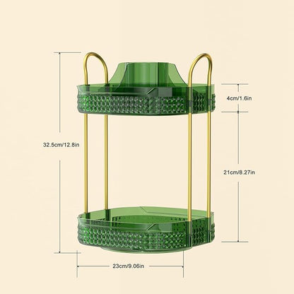 360° Rotating Makeup Organizer 2 Tier, Large Skincare Clear Make Up Storage - Image 5