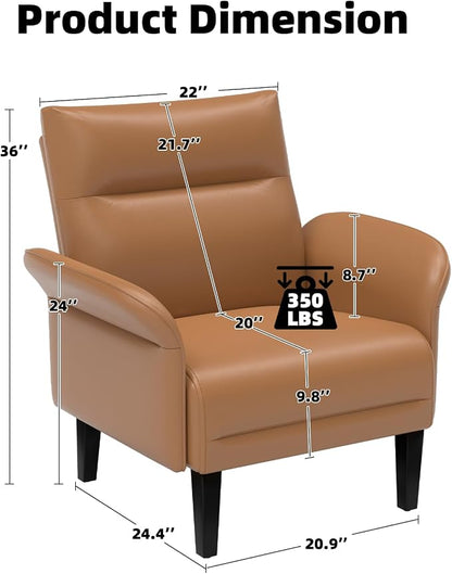 Modern Faux Leather Accent Sofa, Symmetrical Shawl Armchair - Image 2