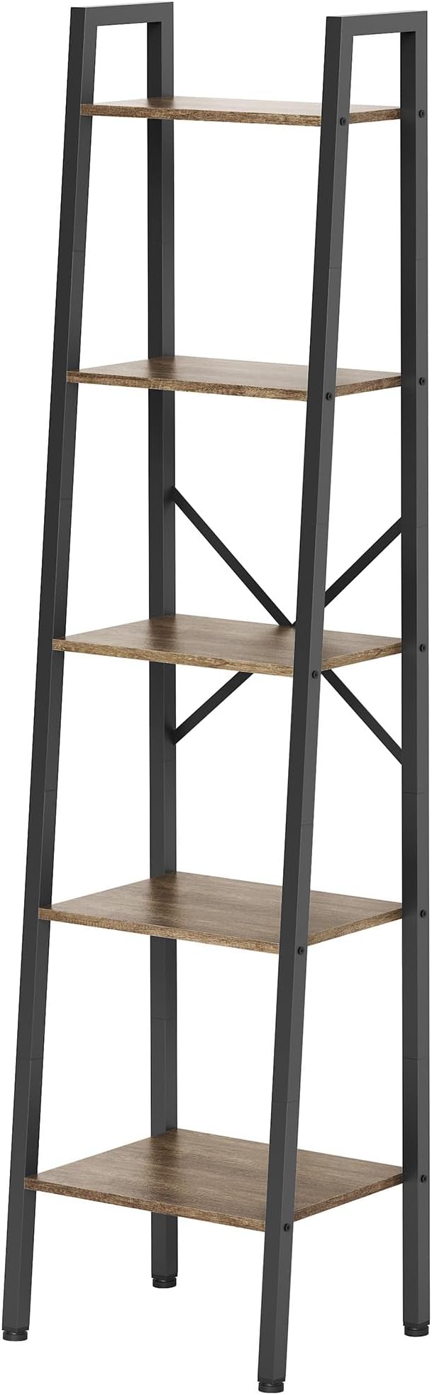 Hoctieon 5-Tier Industrial Ladder Bookshelf, Narrow Ladder Shelf, Tall Standing - Image 8