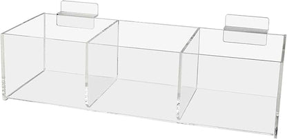 Marketing Holders Slatwall Acrylic Retail Tray Triple Compartment Dump Bin by MarketingHolders