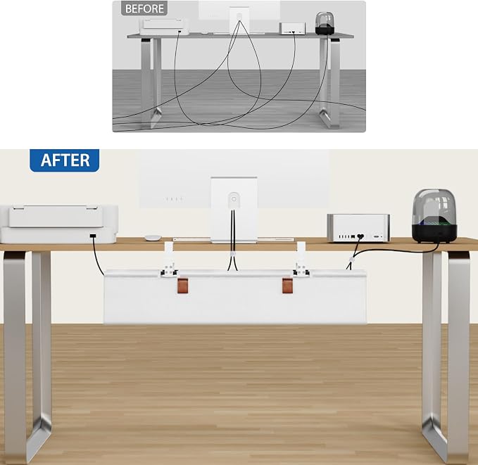 Zilink Under Desk Cable Management 30" No Drill Desk Cable Management Tray - Image 6