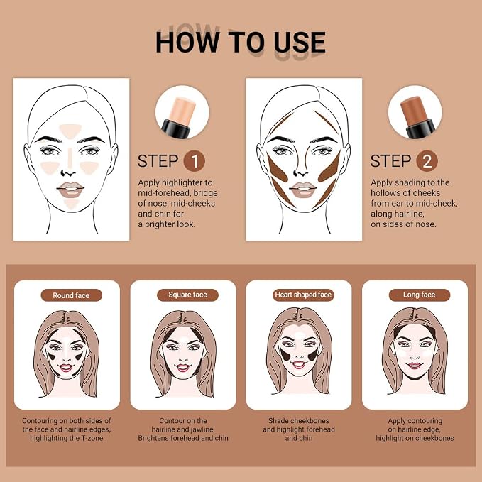 evpct 4 Colors Contour Stick Makeup Set Concealer Stick Cream Contouring - Image 4