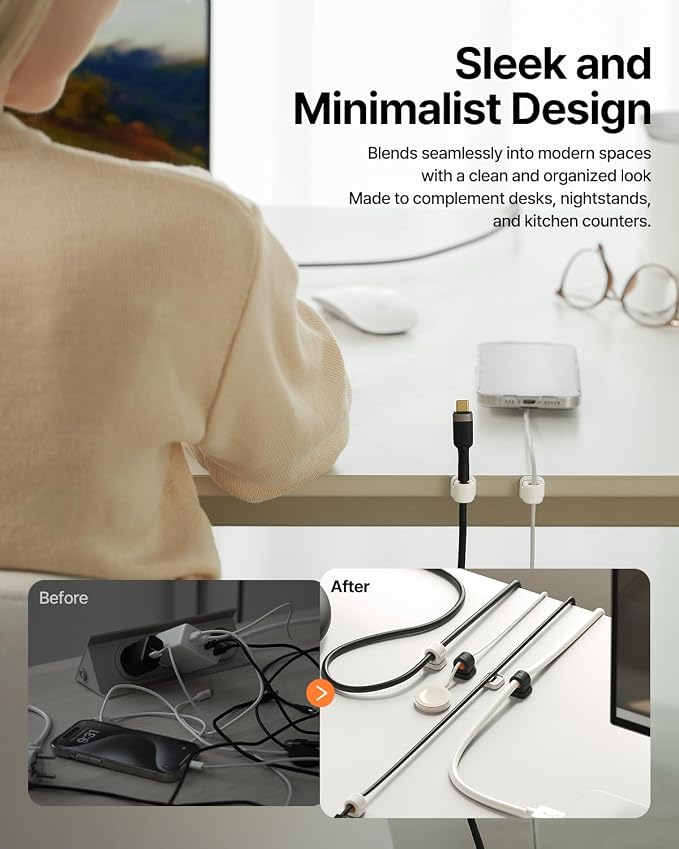 6 Pack Sinjimoru Magnetic Cable Clips, Compact Size Cord Organizer & Cable - Image 5