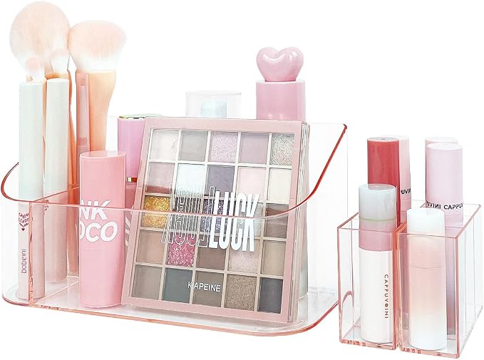 SUNFICON Makeup Holder Tray Organizer Cosmetic Display Case Tabletop Desktop - Image 5