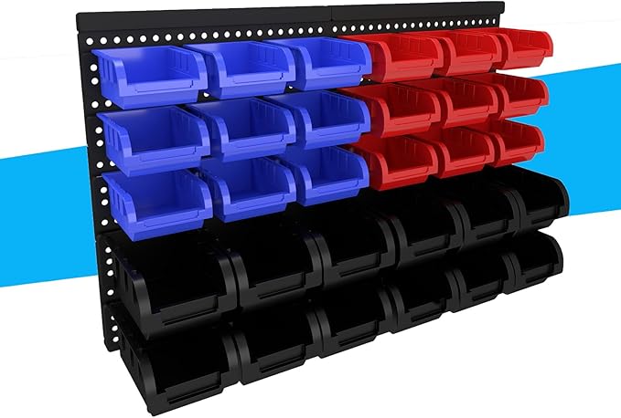30Pcs Plastic Wall Mounted Storage Bins Parts Rack Nuts And Bolt Bins Organizer by Unknown