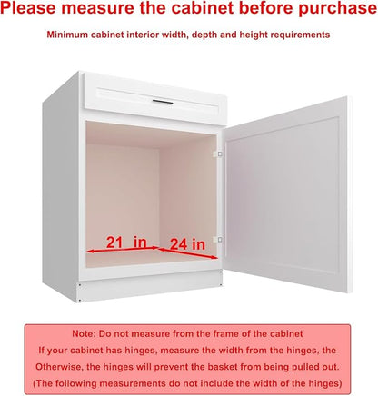 Wooden Pull out Cabinet Organizer 21" W x 21" D x 4.3" H, Heavy Duty Slide Out - Image 3
