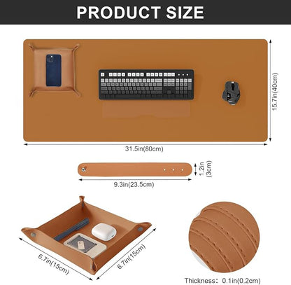DAWNTREES Dual Sided Desk Mat, Leather Desk Pad, - Image 3