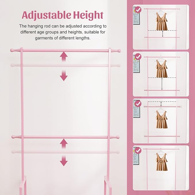 Bamboo Kids Clothing Rack: Holds Up To 121 Lbs of Dress-Up Clothes | 2 - Image 2