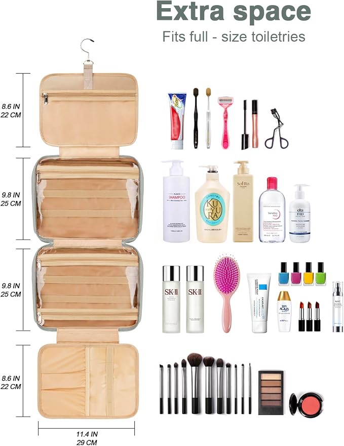Women's Hanging Toiletry Bag, Waterproof Travel Cosmetic Organizer - Image 8