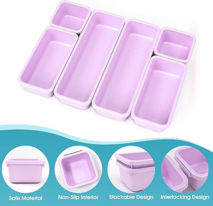 6 PCS Drawer Organizer Set, 3 Size Makeup Drawer Divider Organizer - Image 3