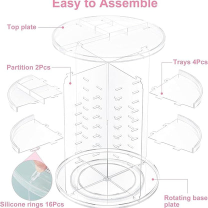 Rotating Makeup Organizer, DIY Adjustable Makeup Carousel Spinning Holder Rack - Image 4
