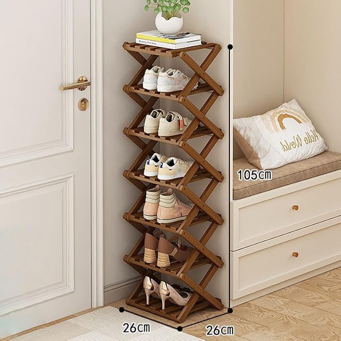 YYW Bamboo Shoe Rack for Entryway, Installation-Free and Foldable Vertical Shoe - Image 2