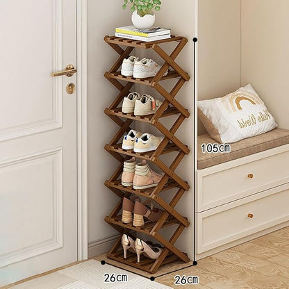 YYW Bamboo Shoe Rack for Entryway, Installation-Free and Foldable Vertical Shoe - Image 2