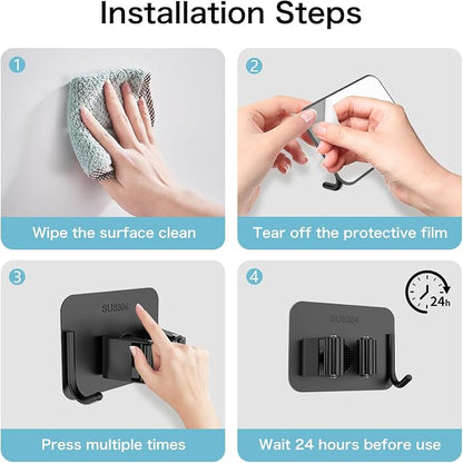 nacena 4 Pack No Drill Self Adhesive Broom Mop Holder Wall Mount - Image 3