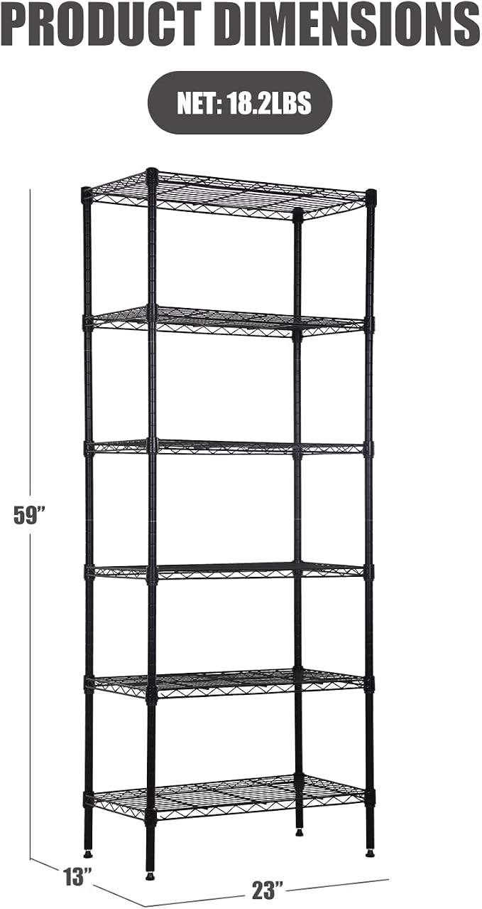 NChanmar 6-Tier Wire Shelving Unit Storage Shelves Metal Shelves 60"x23"x13" - Image 2