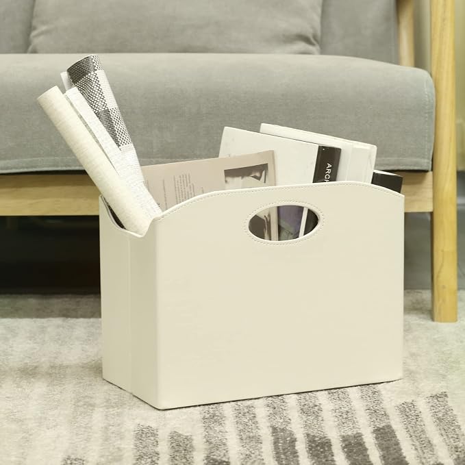 EZDeco Magazine Holder Foldable Magazine Rack Floor PU Leather File Holder - Image 7