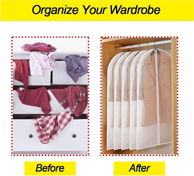 Garment Bags for Hanging Clothes 24'' x 60'' Coat Covers for Closet Foldable - Image 5
