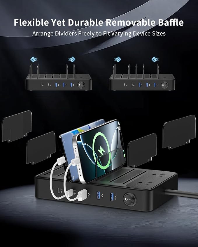 85W Charging Station for Multiple Devices, 7 Port USB Charger Stations - Image 5