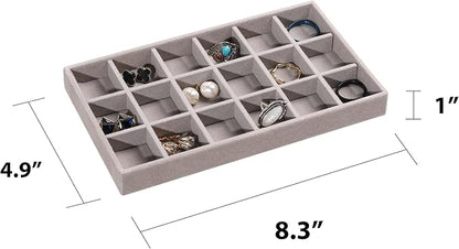 Frebeauty Jewelry Organizer Tray, Stackable Velvet Jewelry Trays, Drawer - Image 2