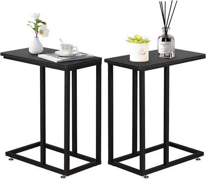 VECELO C Shaped End Side Table for Sofa Couch and Bed Snack TV Tray for Living by VECELO