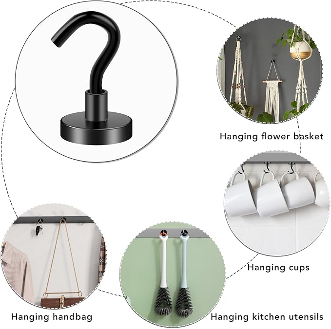 E BAVITE 45 Pack Magnetic Hooks, 30Lb Magnetic Hooks, Magnet Cruise Hook - Image 5
