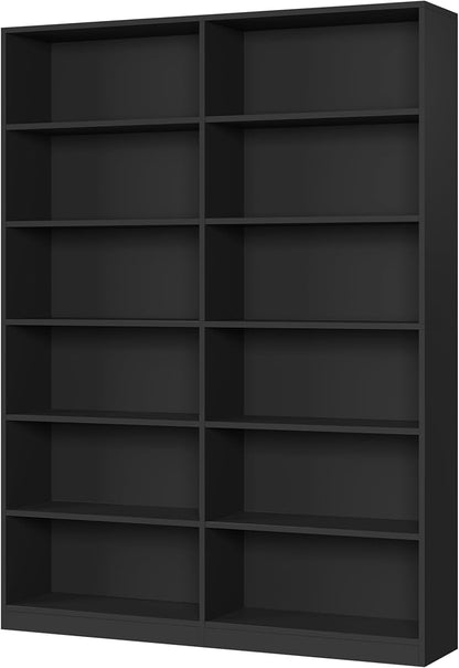 FACBOTALL Bookshelf and Bookcase, 6-Tier Double Wide Bookshelves, Freestanding - Image 7