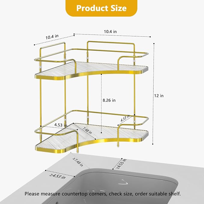 FOLLOWIN 2 Tier Bathroom Corner Countertop Organizer, Make Up Organizers and - Image 3