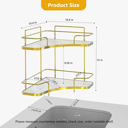 FOLLOWIN 2 Tier Bathroom Corner Countertop Organizer, Make Up Organizers and - Image 3