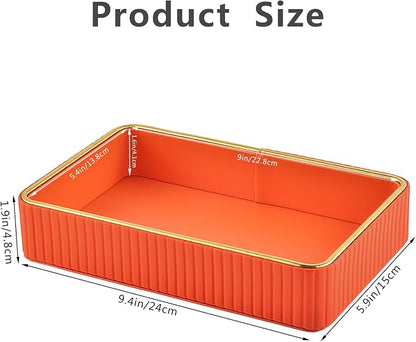 PU Leather Valet Tray, Desk Organizer Tray Nightstand Organizer Trinket Dish - Image 4