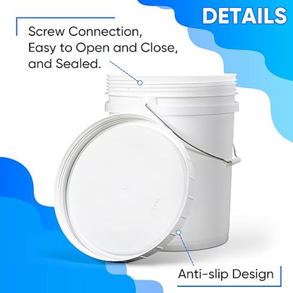DEMORA 5 Gallon Bucket with Screw Lid, Heavy Duty Plastic Buckets Containers - Image 3