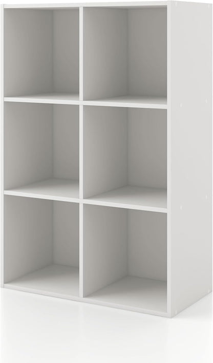 Homes: Inside + Out Apexa 6-Cube Storage Organizer Shelves, Stackable Wood by HOMESInsideOut
