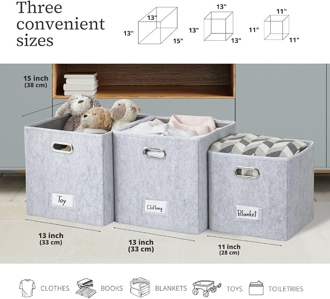 DECOMOMO Felt Storage Bins, 11 inch Cube Storage Bin - Image 9