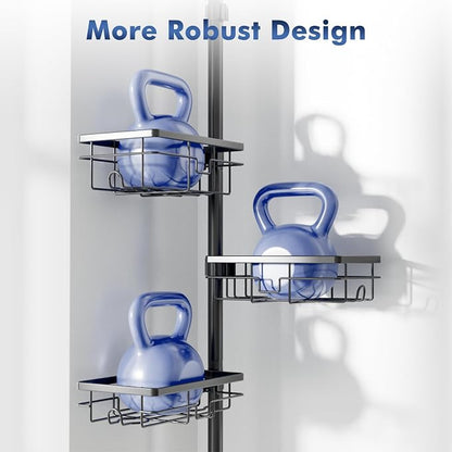 Shower Caddy Organizer Tension Pole, Rustproof 6-Pack Corner Shelf - Image 8