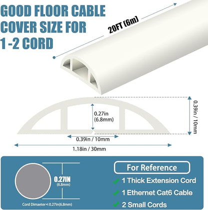 Floor Cord Covers for Wires 20FT Cable Hider Wire Cover Self Adhesive Cord - Image 2