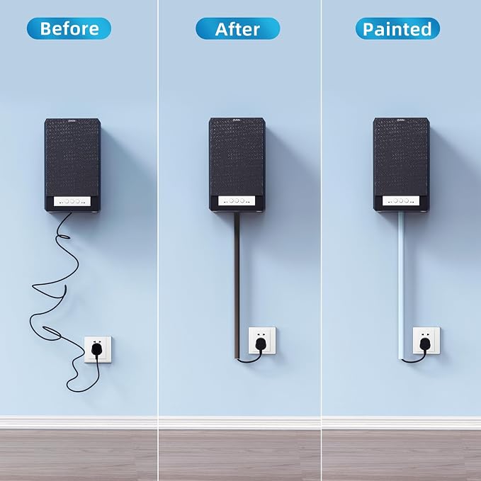Yecaye 128in Wall Cord Hider for 1 Mini Wire, On-Wall Cord Cover Channel - Image 4