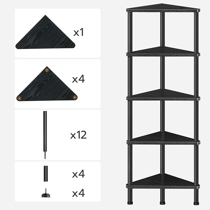 HOOBRO Corner Shelf Stand, Industrial 5-Tier Wall Corner Bookshelf - Image 9